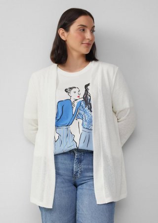 s.Oliver Cardigan aus Bouclégarn mit 3/4-Ärmeln - ecru