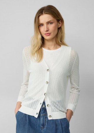 s.Oliver Ajour-Strickjacke aus Viskosemix - ecru