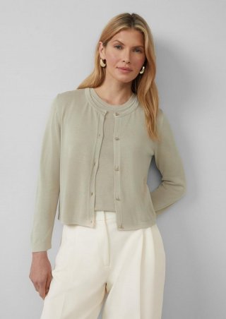 s.Oliver Slim-Fit-Cardigan mit Schmuckknöpfen und verkürzten Ärmeln - beige