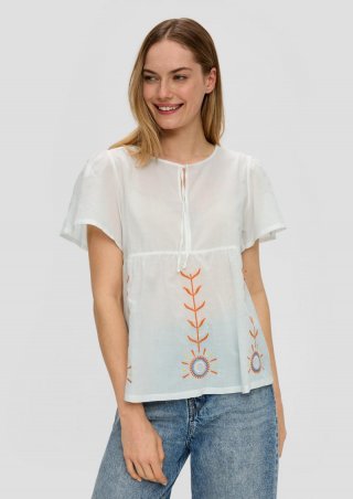 s.Oliver Leicht durchsichtiges Blusenshirt aus Baumwolle - ecru