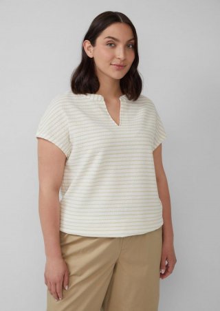 s.Oliver Strukturiertes T-Shirt im Relaxed Fit - natur