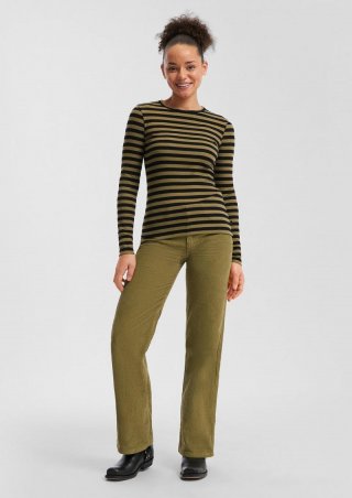 s.Oliver Geripptes Longsleeve im Slim Fit - olivgrün