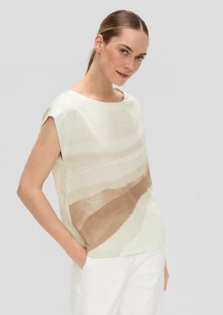 s.Oliver T-Shirt im Materialmix mit Blusenfront - beige