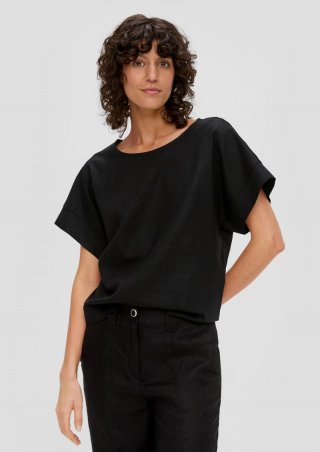 s.Oliver Fabricmix-T-Shirt im Relaxed Fit - schwarz