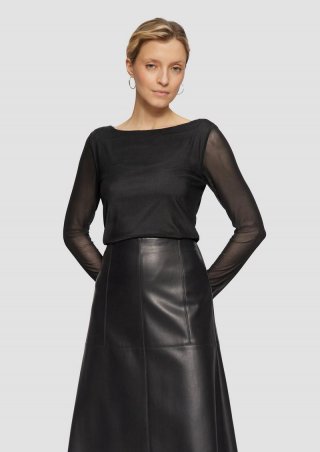s.Oliver Longsleeve aus Mesh im Slim Fit - schwarz