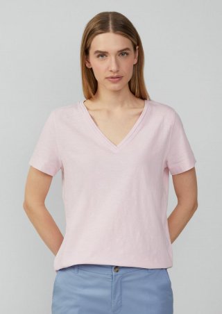 s.Oliver T-Shirt aus Flammgarn mit V-Ausschnitt - zartrosa