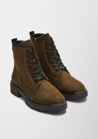 s.Oliver Schnürboots in Veloursleder-Optik - olivgrün