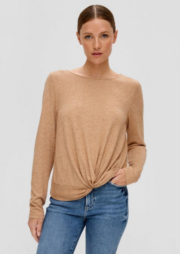 s.Oliver Longsleeve mit Wickeldetail - sandstein