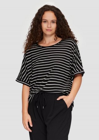 s.Oliver T-Shirt aus Lyocellmix mit Ringelmuster - schwarz