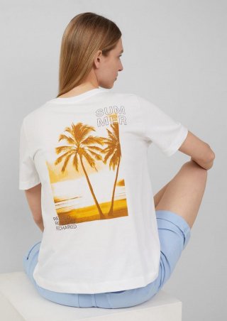 s.Oliver T-Shirt mit Front- und Rückenprint - weiß