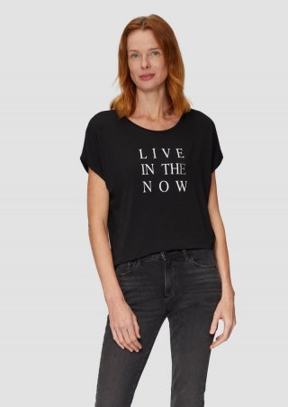 s.Oliver T-Shirt aus Viskosestretch mit Frontprint - schwarz