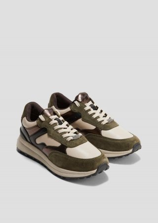 s.Oliver Sneaker mit Kontrast-Details - olivgrün