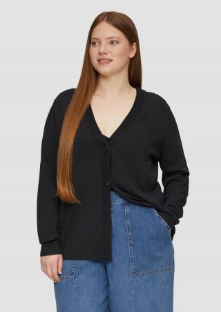 s.Oliver Strickjacke aus Viskosemix mit Rippbündchen - schwarz