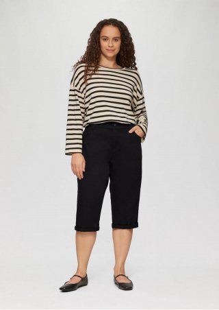 s.Oliver Elastische Capri-Hose aus Baumwoll-Satin - schwarz