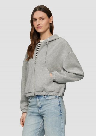 s.Oliver Scuba-Sweatjacke aus Modalmix im Relaxed Fit - grau meliert