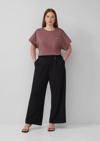 s.Oliver Crêpe-Hose im Relaxed Fit mit Wide Leg - schwarz