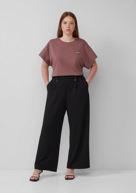 s.Oliver Crêpe-Hose im Relaxed Fit mit Wide Leg - schwarz