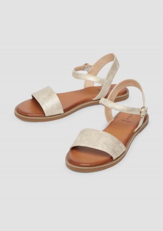 s.Oliver Riemchensandalen mit Glitzer-Details - gold