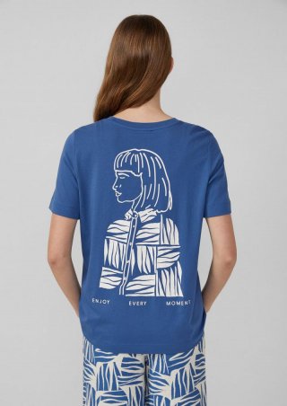 s.Oliver T-Shirt im Relaxed Fit mit Front- und Rückenprint - royalblau
