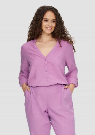 s.Oliver Bluse mit Stehkragen und Knopfleiste - lavendel