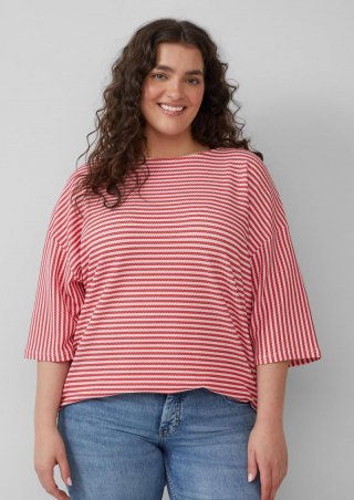 s.Oliver Gestreiftes T-Shirt im Relaxed Fit mit 3/4-Ärmeln - zartrosa