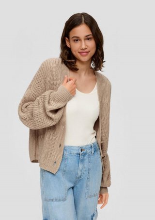 s.Oliver Strickjacke mit V-Ausschnitt - beige