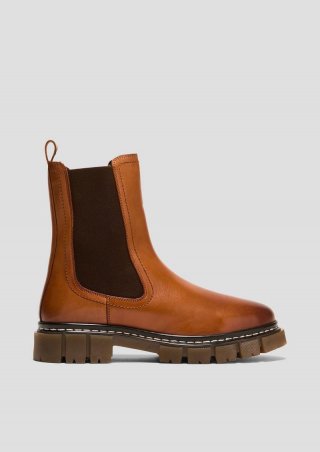 s.Oliver Chelsea Boots aus Leder - cognac