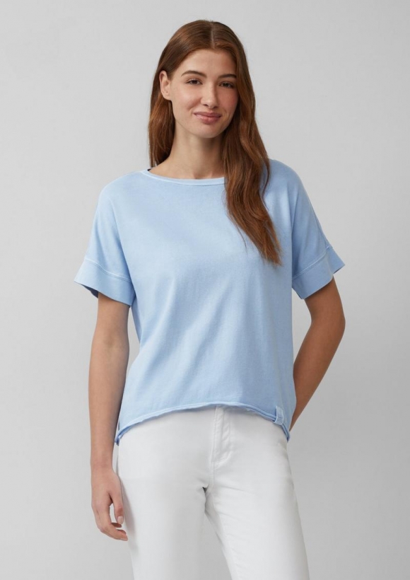 s.Oliver Gewaschenes T-Shirt mit Ziernähten im Relaxed Fit - hellblau