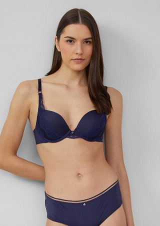 s.Oliver Push-Up-BH mit Spitzen-Detail - navy