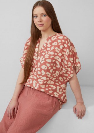 s.Oliver Doubleface-Bluse mit Raffung - papaya