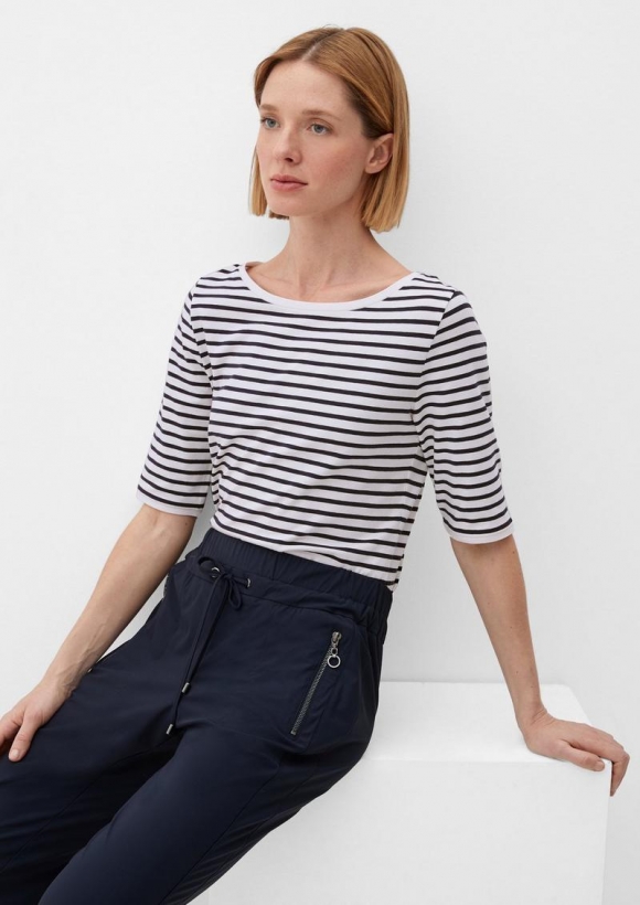 s.Oliver Jerseyshirt mit Ringelmuster - ecru