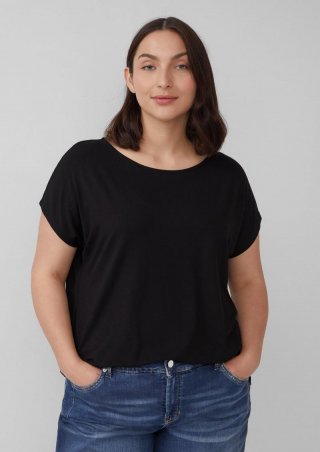 s.Oliver Fließendes Jersey-Shirt mit überschnittenen Schultern - schwarz