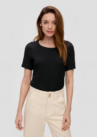 s.Oliver T-Shirt aus Struktur-Jersey - schwarz