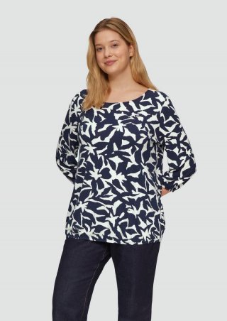 s.Oliver Shirt mit All-over-Print aus Viskosestretch - navy