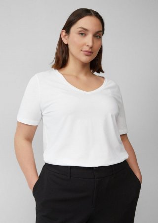 s.Oliver T-Shirt mit V-Ausschnitt - weiß
