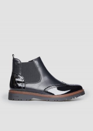 s.Oliver Chelsea Boots in Leder-Optik - schwarz