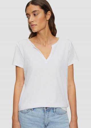 s.Oliver T-Shirt mit Flammgarnstruktur - weiß
