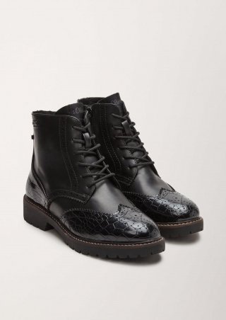 s.Oliver Brouge-Boots in Leder-Optik - schwarz