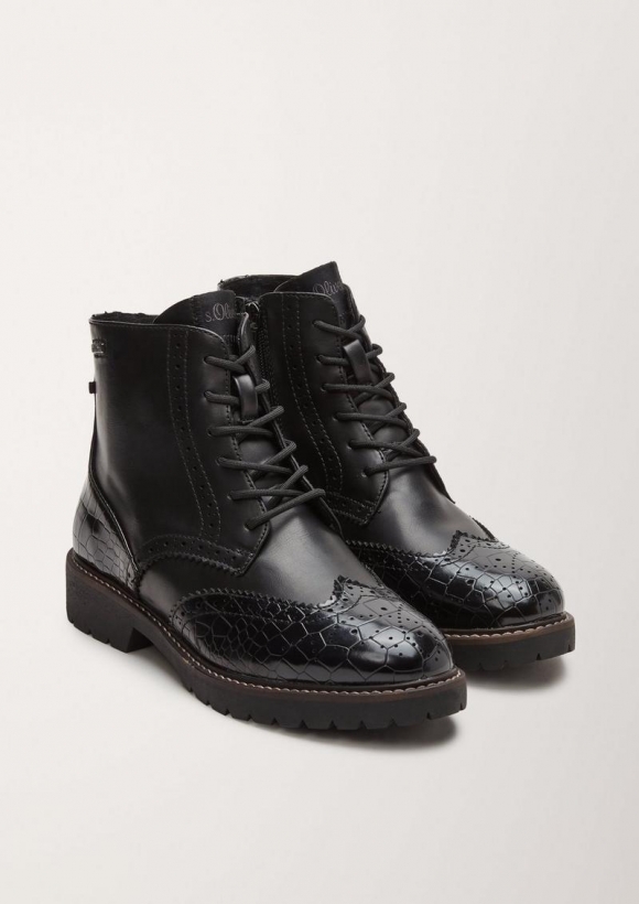 s.Oliver Brouge-Boots in Leder-Optik - schwarz