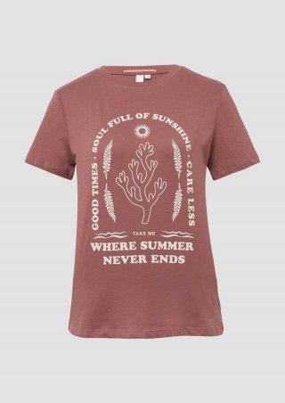 s.Oliver Baumwoll T-Shirt mit Frontprint - lavendel