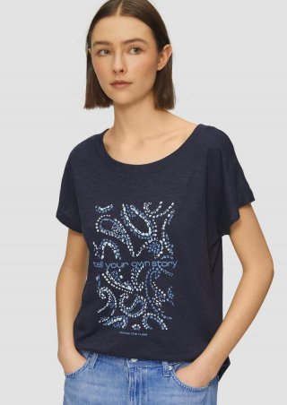 s.Oliver T-Shirt im Relaxed Fit mit Artwork - navy