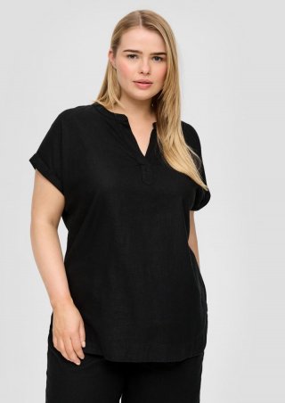 s.Oliver Blusenshirt aus Leinenmix - schwarz