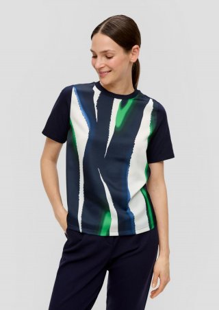 s.Oliver T-Shirt mit Frontprint - navy