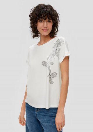 s.Oliver T-Shirt mit Pailletten - creme