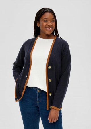 s.Oliver Strickjacke mit Rippstruktur - navy