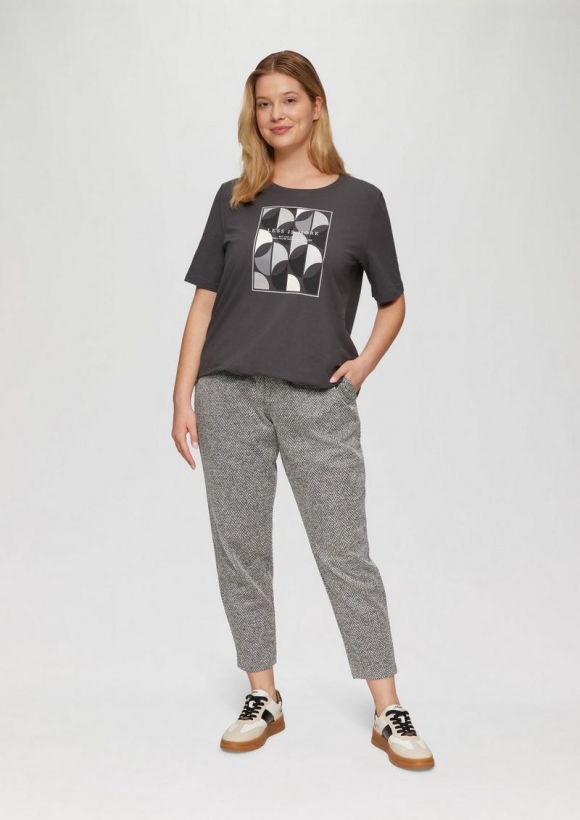 s.Oliver Elastische Jogpants mit Muster - dunkelgrau