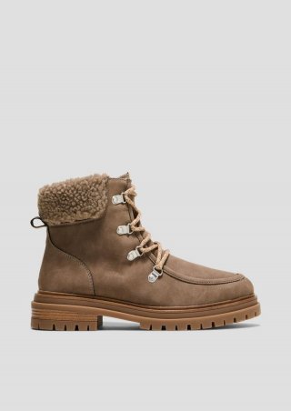 s.Oliver Gefütterte Stiefel in Veloursleder-Optik - hellbraun