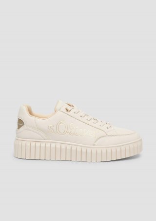 s.Oliver Sneaker mit großflächigem Logoschriftzug - beige