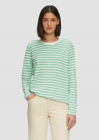 s.Oliver Gestreiftes Langarmshirt aus Baumwolljersey - hellgrün