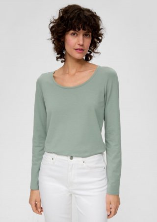 s.Oliver Longsleeve aus Baumwollstretch - salbeigrün